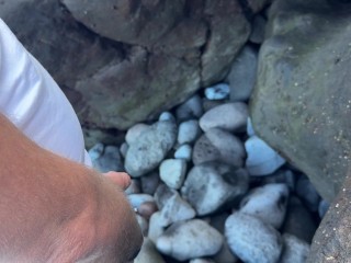 Stranger girl helping to pee guy at the public beach compilation