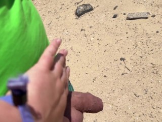 Stranger girl helping to pee guy at the public beach compilation