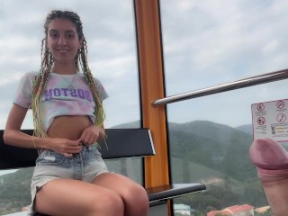 Why are you jerking off to me on a ferris wheel??? - Public jerk off and cum swallowing