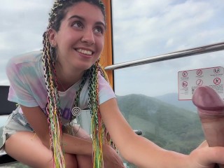 Why are you jerking off to me on a ferris wheel??? - Public jerk off and cum swallowing