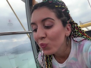 Why are you jerking off to me on a ferris wheel??? - Public jerk off and cum swallowing