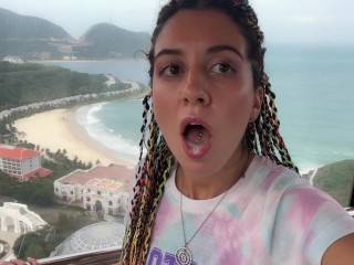 Why are you jerking off to me on a ferris wheel??? - Public jerk off and cum swallowing