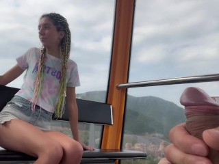 Why are you jerking off to me on a ferris wheel??? - Public jerk off and cum swallowing