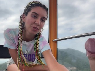 Why are you jerking off to me on a ferris wheel??? - Public jerk off and cum swallowing