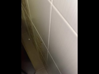 The guy was jerking off in the toilet of the establishment, the girl saw and decided to help