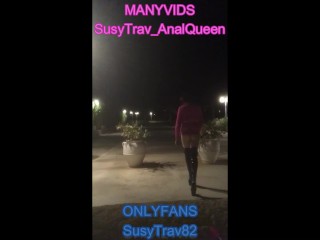 pink sissy slutwalk outdoor public exposed flashing tits bottomless