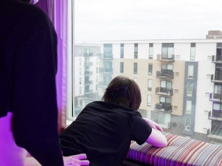 Femboy suck & fuck by the hotel window