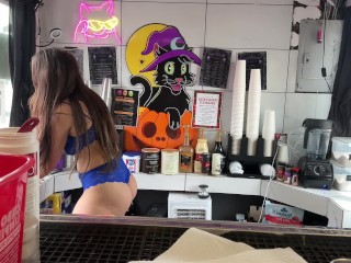 Bikini Barista Makes Her Ass Clap And Serves Customers