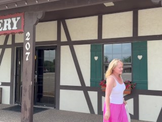 See Through Braless in the Bakery