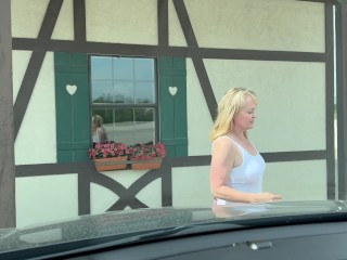 See Through Braless in the Bakery