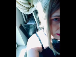 this horny chick with a dick can't calm down and is doing her best to fuck her ass