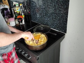 Жареная картошка с мясом