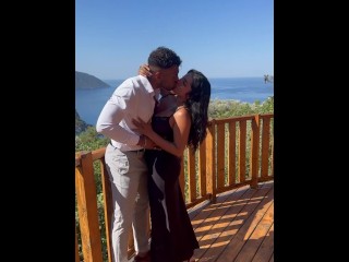 Busty Yasmina Khan got lifted and her tight pussy was drilled hard on a balcony