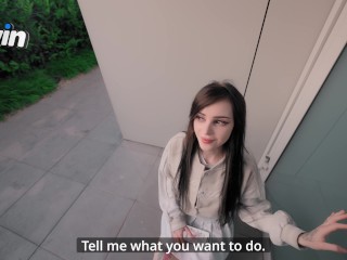 Pretty girl masturbates in a cafe and on the street. sucked in a public place - pinkloving