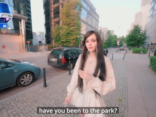 Pretty girl masturbates in a cafe and on the street. sucked in a public place - pinkloving