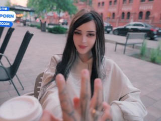 Pretty girl masturbates in a cafe and on the street. sucked in a public place - pinkloving