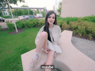 Pretty girl masturbates in a cafe and on the street. sucked in a public place - pinkloving