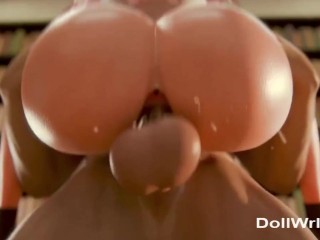 Mini Skirt Blonde in Library 3D Animation