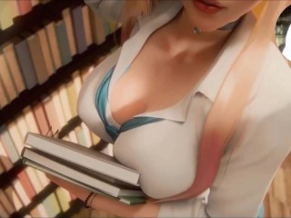 Mini Skirt Blonde in Library 3D Animation