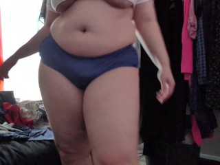 trying on random clothes and teasing the camera both with and without wearing my packer