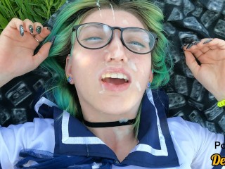 cute schoolgirl with glasses loves sex after school