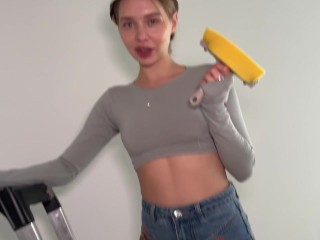 Student needs money. I tore her jeans on the ass and fucked her