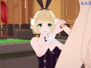 Shigure Ui (Bunny Girl) and I have intense sex in the casino. - VTuber Hentai