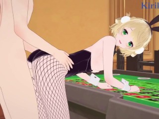 Shigure Ui (Bunny Girl) and I have intense sex in the casino. - VTuber Hentai