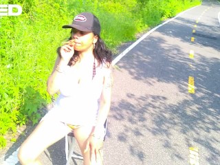 SEX OUTSIDE ON PUBLIC BIKE TRAIL PARK TREES WOODS JUNGLE