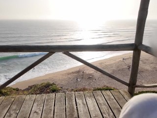 Teen naked on the public beach flashing!