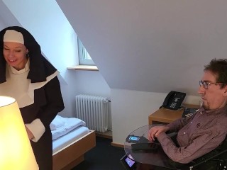 Disabled man meets a shy nun and reveals her secret