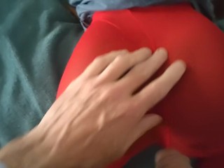 My fuckdoll wear red nylon pants and I dryhump her