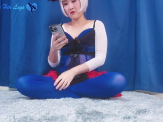 Japanese Cosplay Blue Opaque Tights Soles JOI