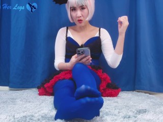 Japanese Cosplay Blue Opaque Tights Soles JOI