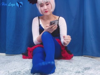 Japanese Cosplay Blue Opaque Tights Soles JOI