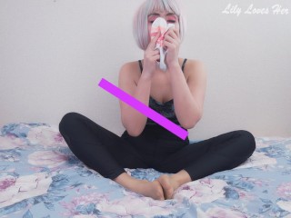 Japanese Lily Riverside After Workout Sniffing and Worshiping Her Socks and Pantyhose Feet