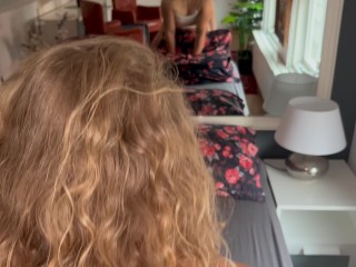 Hot hooker takes customer upstairs in brothel