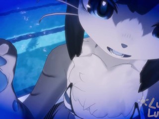 POV Horny femboy shark invites you to the pool…