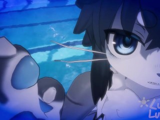 POV Horny femboy shark invites you to the pool…
