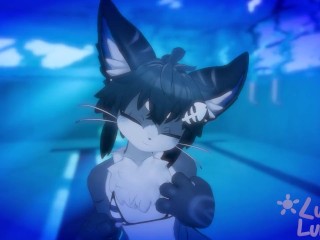 POV Horny femboy shark invites you to the pool…