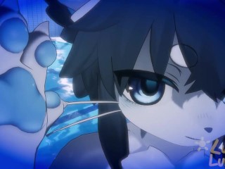 POV Horny femboy shark invites you to the pool…