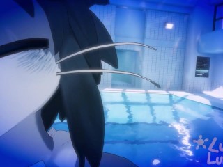 POV Horny femboy shark invites you to the pool…