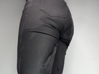 Desperate Intense Peeing in Black Skinny Jeans