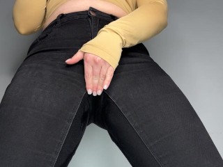 Desperate Intense Peeing in Black Skinny Jeans