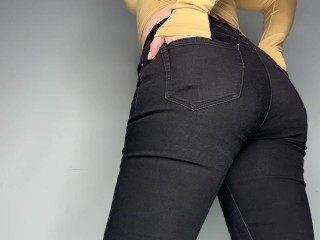 Desperate Intense Peeing in Black Skinny Jeans