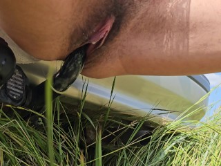 Natural HAIRY Pussy Fuck retro car TOW BAR # Fucked by Uncle Retro Car