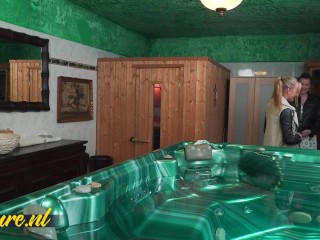 Mature MILF Eva Jayne & Naughty Babe Nina Heels Lick Each Other’s Pussies In a Hot Tub