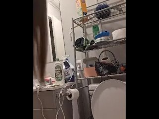Hot Milf Pissing In House Party Bathroom Then Masturbates While Moaning and Talking Dirty On Toliet