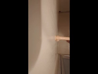 【Japanese femboy】シャワールームでアナルファック 隣人にバレないようにこっそり喘ぐ…【ディルドオナニー】