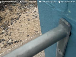 Started on a Bench, Ended at the Pier - No Regrets - Super risky public sloppy Handjob